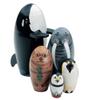 Bits and Pieces - "Willy and Friends - Matryoshka Dolls - Wooden Russian Nesting Dolls - Sea Life Animal Figurines - Whale, Walrus, Penguin - Stacking Dolls Set of 5 view 1