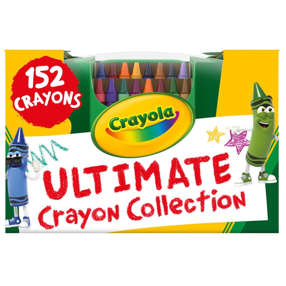 Crayola Ultimate Crayon Box Collection (152ct), Bulk Kids Crayon Caddy, Classic & Glitter Colors, Coloring Book Supplies, Gift for Kids, Ages 3, 4, 5