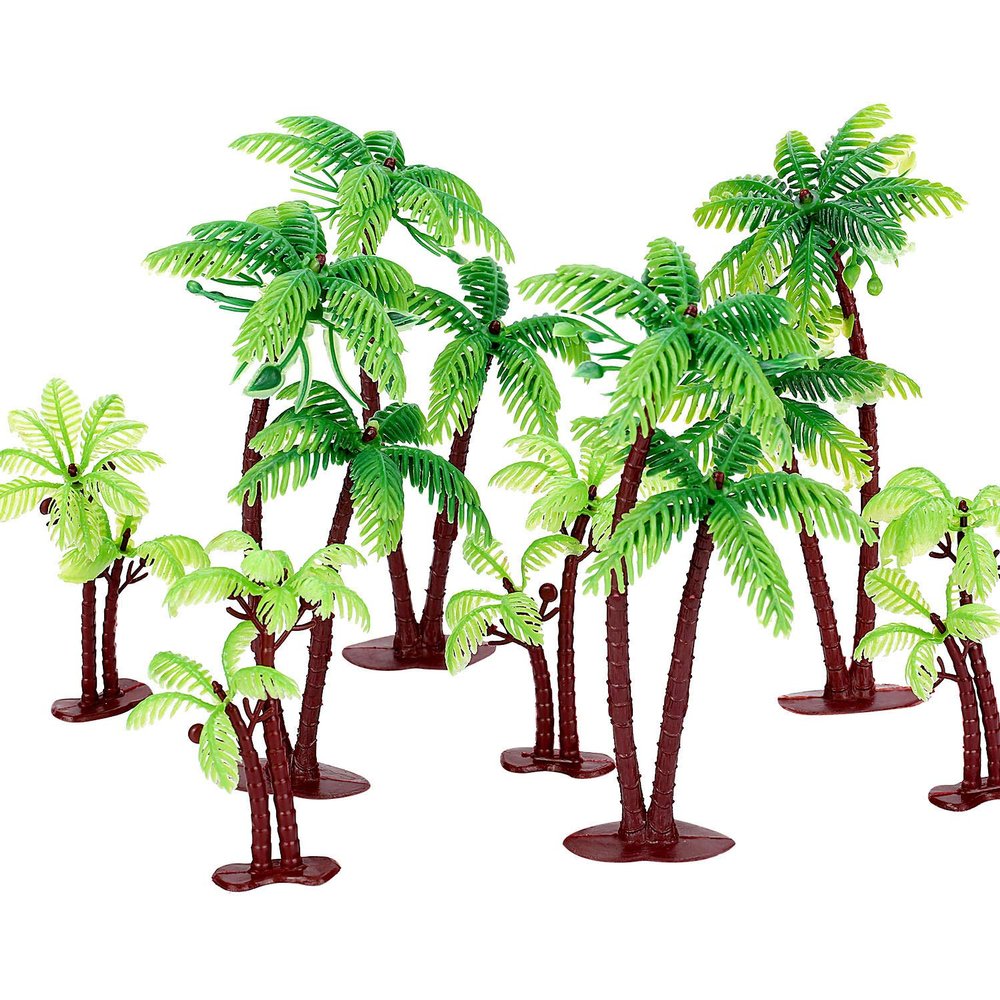 Jovitec 16 Pcs Miniature Palm Tree Cake Topper Decor Fake Trees Figurines