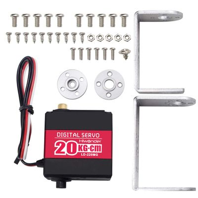 20KG RC Servo High Torque Servo Motors with 25T Servo Horn, Dual Ball Bearing, Aluminium Case, Metal Bracket, Waterproof Metal Gear Steering Digital Servo for RC Car Robot DIY, Control Angle 180
