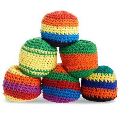 Blue Panda Juggling Balls - 6-Pack, Multicolor Knitted Cotton, 2.5 x 2 x 1.5 in - Juggling Bean Bags & Hackysack Balls for Hand-Eye Coordination - Portable Soft Sacks & Party Favors