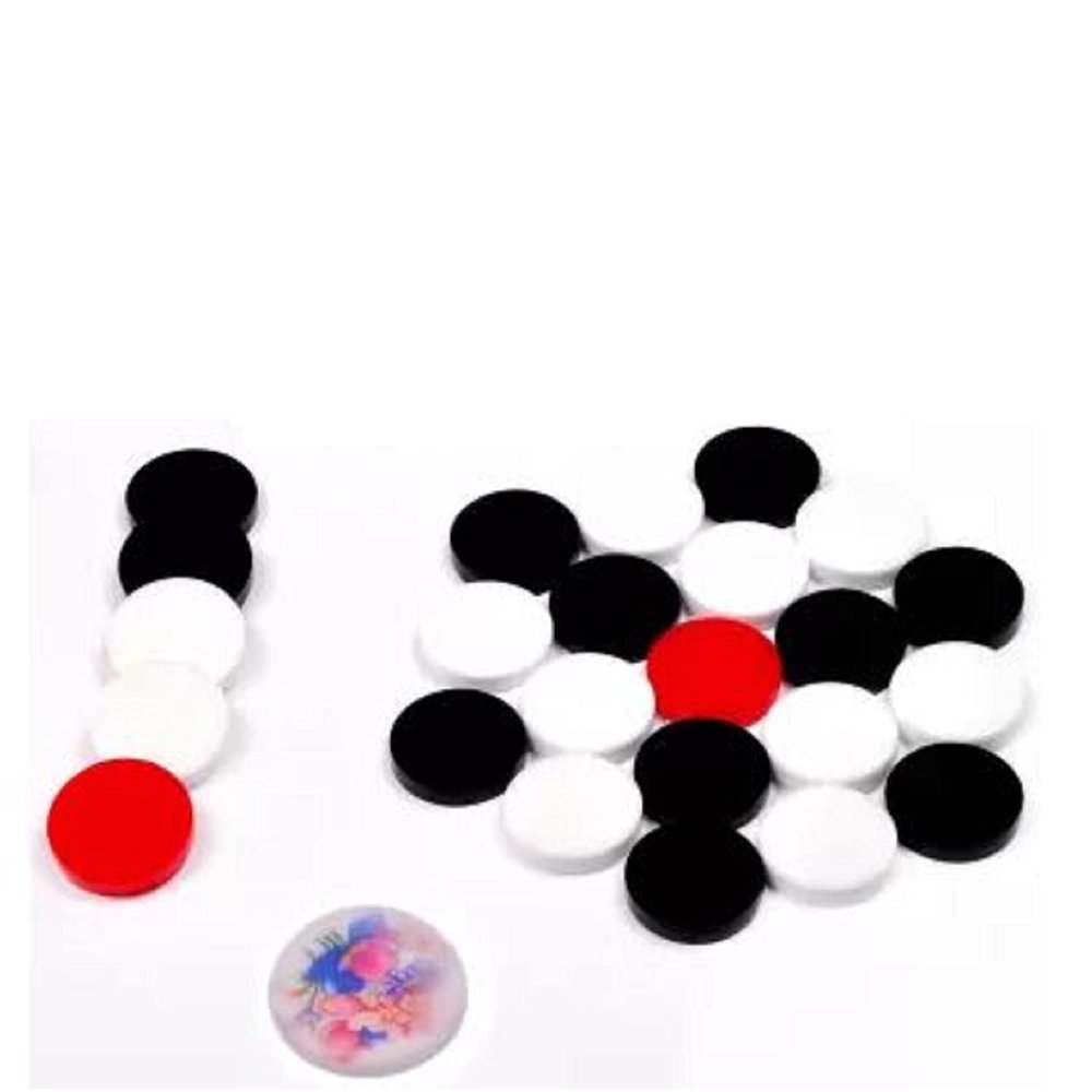 Pam Herbals Professional Carrom Board Coins Set  24 Acrylic Coins (6mm) with 2 Strikers, Smooth Play for Competitive Carrom Games