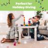 Creative QT Build-on-Wall Peel-and-Stick Baseplates - 10 x 10 in, Green, 4-Pack - Stackable Block Play & Creative Building Toys on Play Tables & Walls - Compatible with All Major Brick Brands view 3