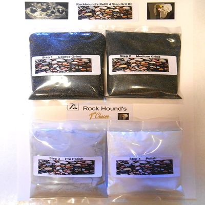 Rockhound's 1st Choice Rock Tumbler Refill Grit Kit Polishes up to 3 Lbs of Rocks-Use in Thumlers,Lortone,Dr.Cool, Nat'l Geo & Chicago