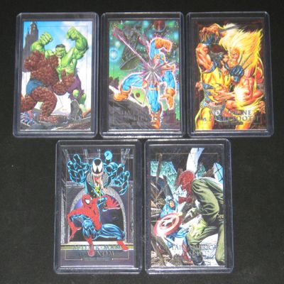 1992 Marvel Masterpieces Series I DYNA-Etch Insert Set of 5 Cards NM/M Joe Jusko Art, Spider-Man