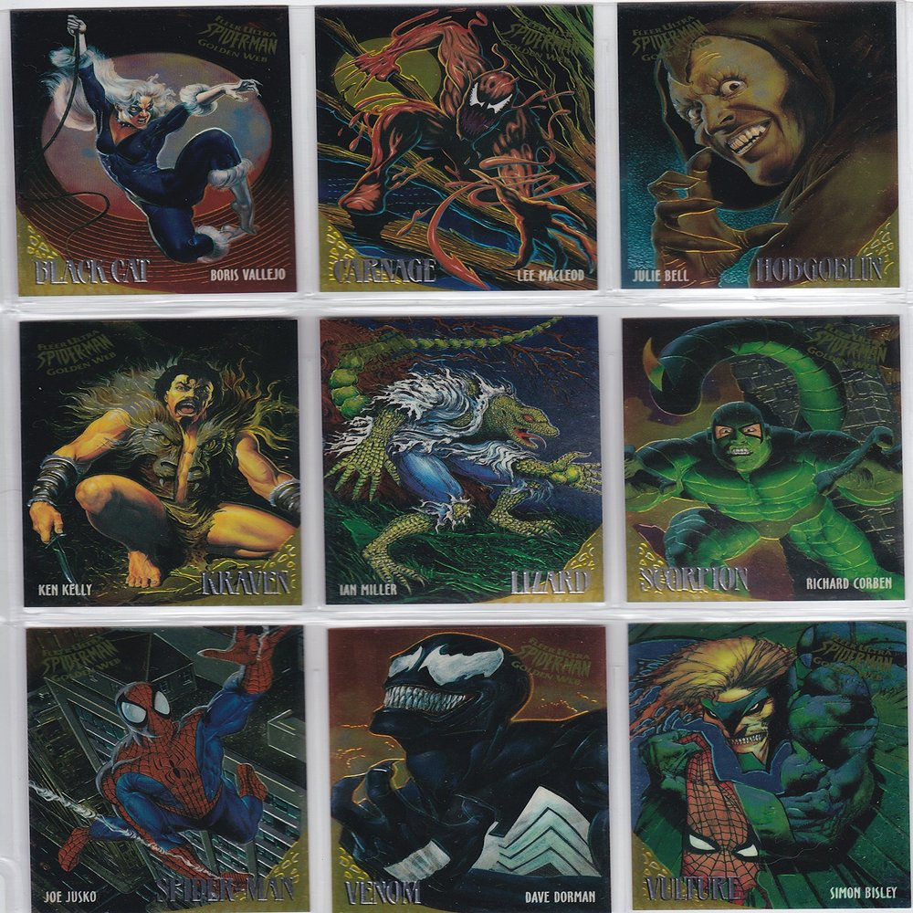 1995 Fleer Ultra Spider-Man Golden Web Insert Set of 9 Cards NM/M Marvel
