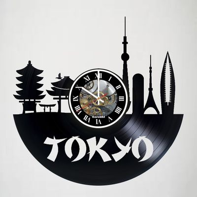 KravchArt Tokyo - Skyline - Handmade Vinyl Record Wall Clock - Artwork Gift idea for Birthday, Christmas, Women, Men, Friends, Girlfriend Boyfriend and Teens - Living Kids Room Nursery