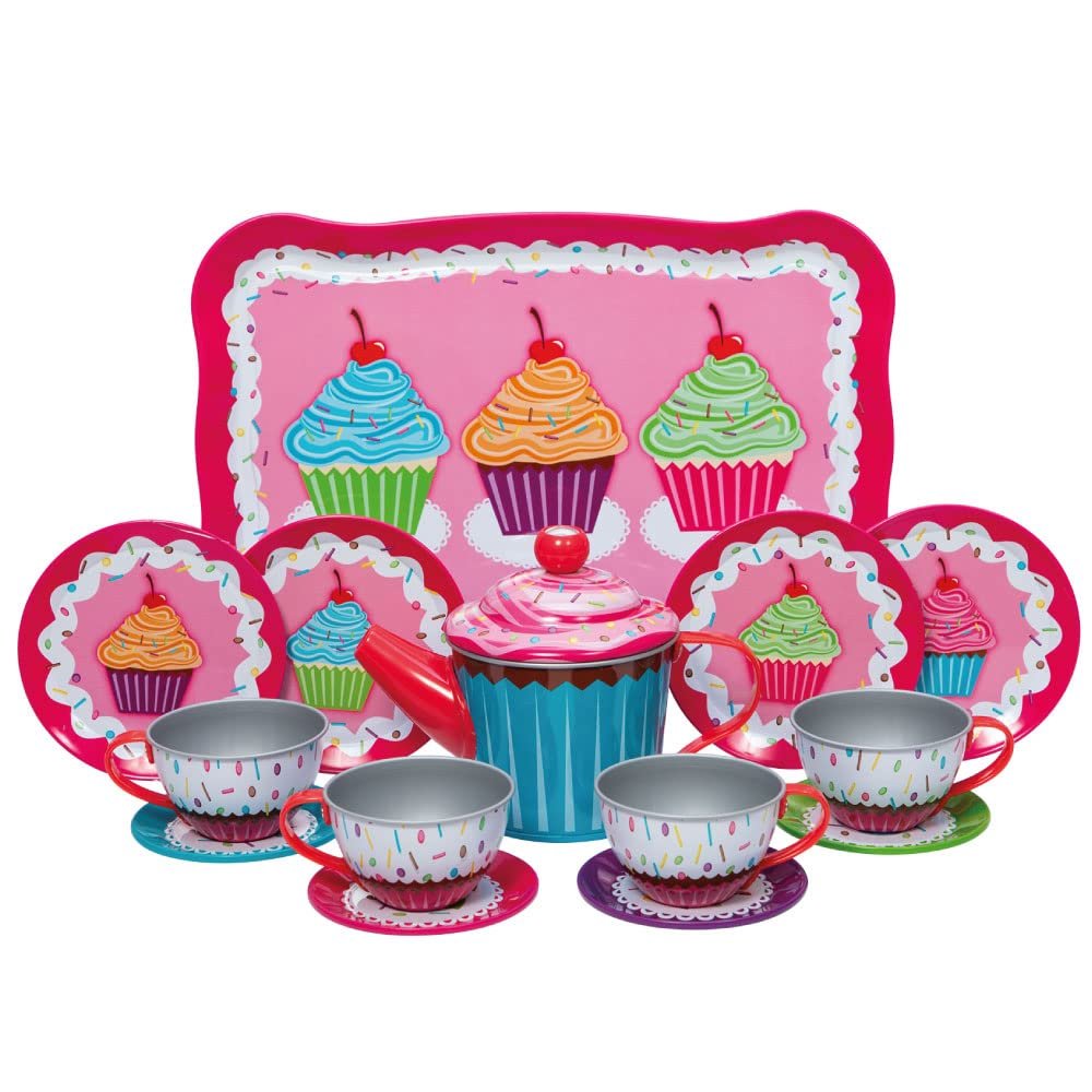 Schylling Cupcakes Tin Tea Set Multi-colored, Small