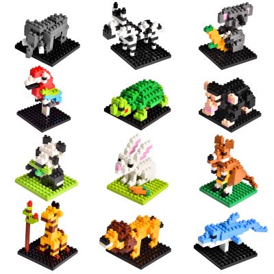 FUN LITTLE TOYS Mini Animal Building Blocks 12 Pack, No Duplicates, Individually Boxed Zoo Sets for Kids 6-12, Party Favors, Classroom Prizes, Goodie Bag Stuffers & Easter Egg Fillers