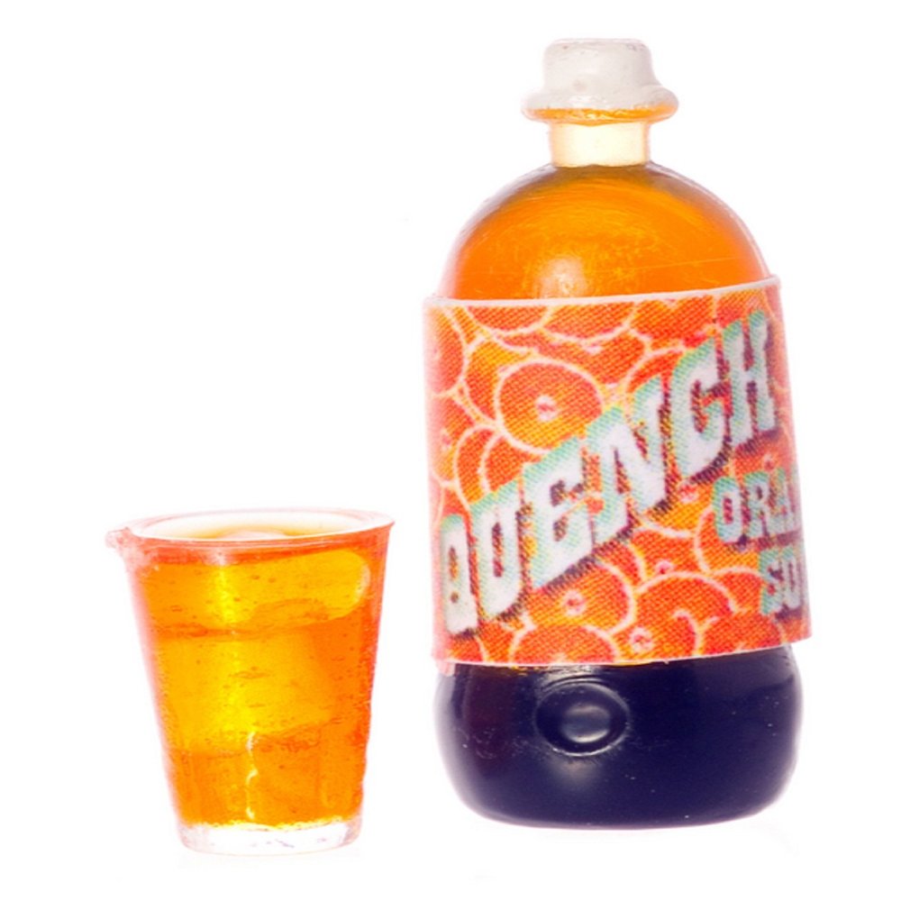 1:12 Scale Quench Orange Soda and Glass Set #Fa11002