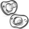 Nanobebe Baby Pacifiers 0-3 Month - Orthodontic, Curves Comfortably with Face Contour, Award Winning for Breastfeeding Babies, 100% Silicone, Perfect Baby Registry Gift 2pk,Grey view 1