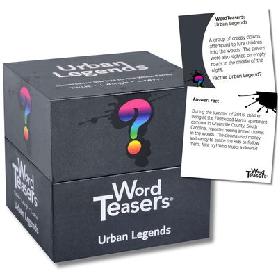 ? WORD TEASERS Random Topic Conversation Starters - Fun Trivia Cards for Families, Couples, Kids, Parties & Travel - Flashcards - 150 Questions (Urban Legends)