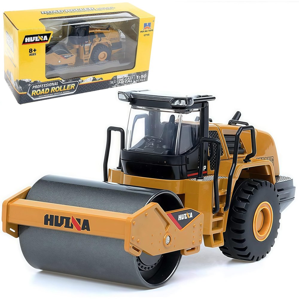 Gemini&Genius Road Roller Truck Toy for Kids, 1/50 Large Grader Construction Vehicle Road Planer Vehicle Toy, Asphalt Drum Compactor Alloy Model Toy Collection, Play or Display for Kids