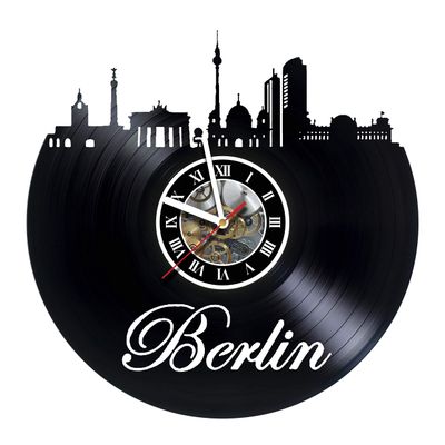 KravchArt Berlin  Germany - Skyline  Handmade Vinyl Record Wall Clock - Artwork Gift idea for Birthday, Christmas, Women, Men, Friends, Girlfriend Boyfriend and Teens - Living Kids Room Nursery