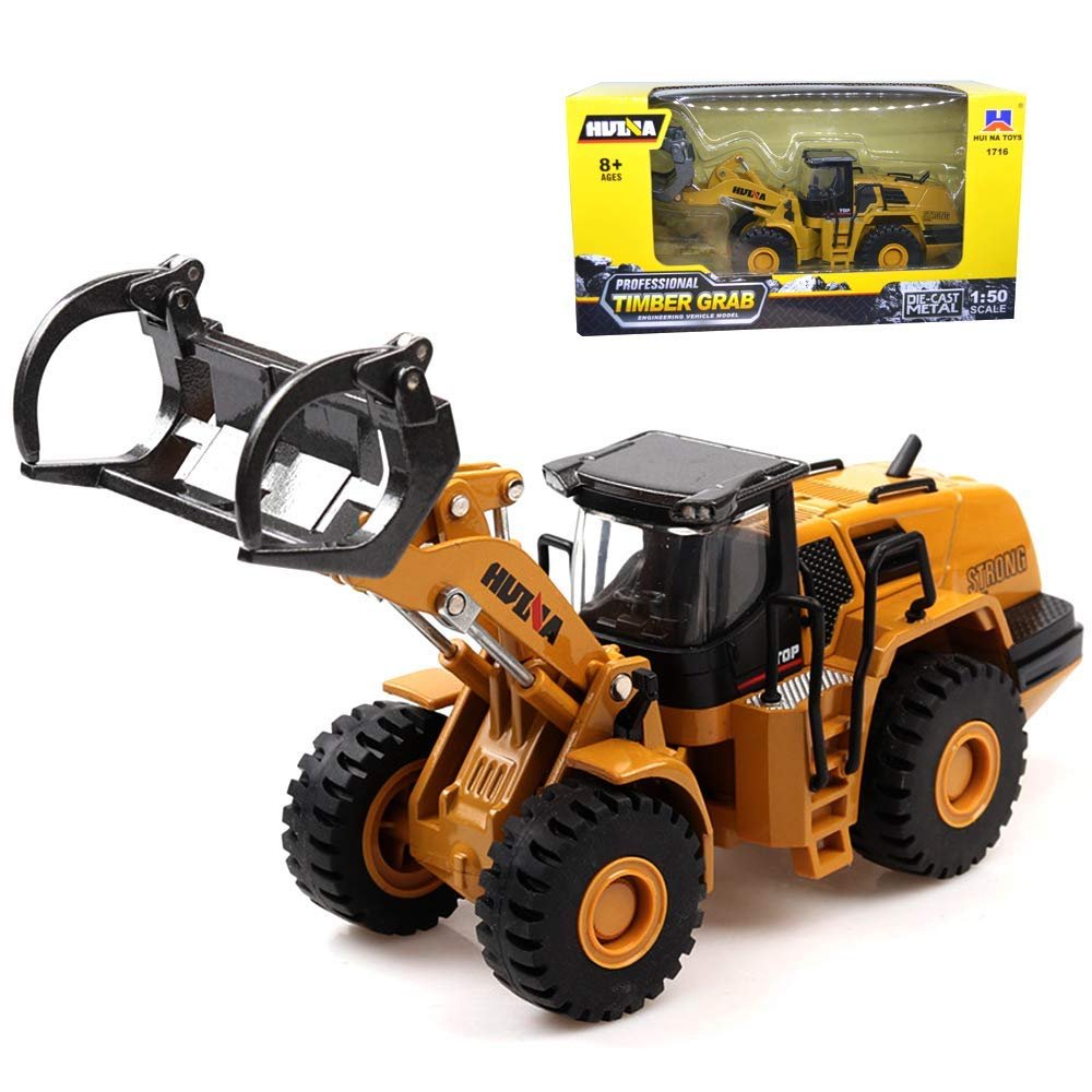 Gemini&Genius Construction Vehicle Toys Timber Grab Truck Heavy Metal 1/50 Scale Wooden/Building Materials Grab Vehicle, Feller Buncher Alloy Model Toy, Gift, Collection and Decoration for Kids