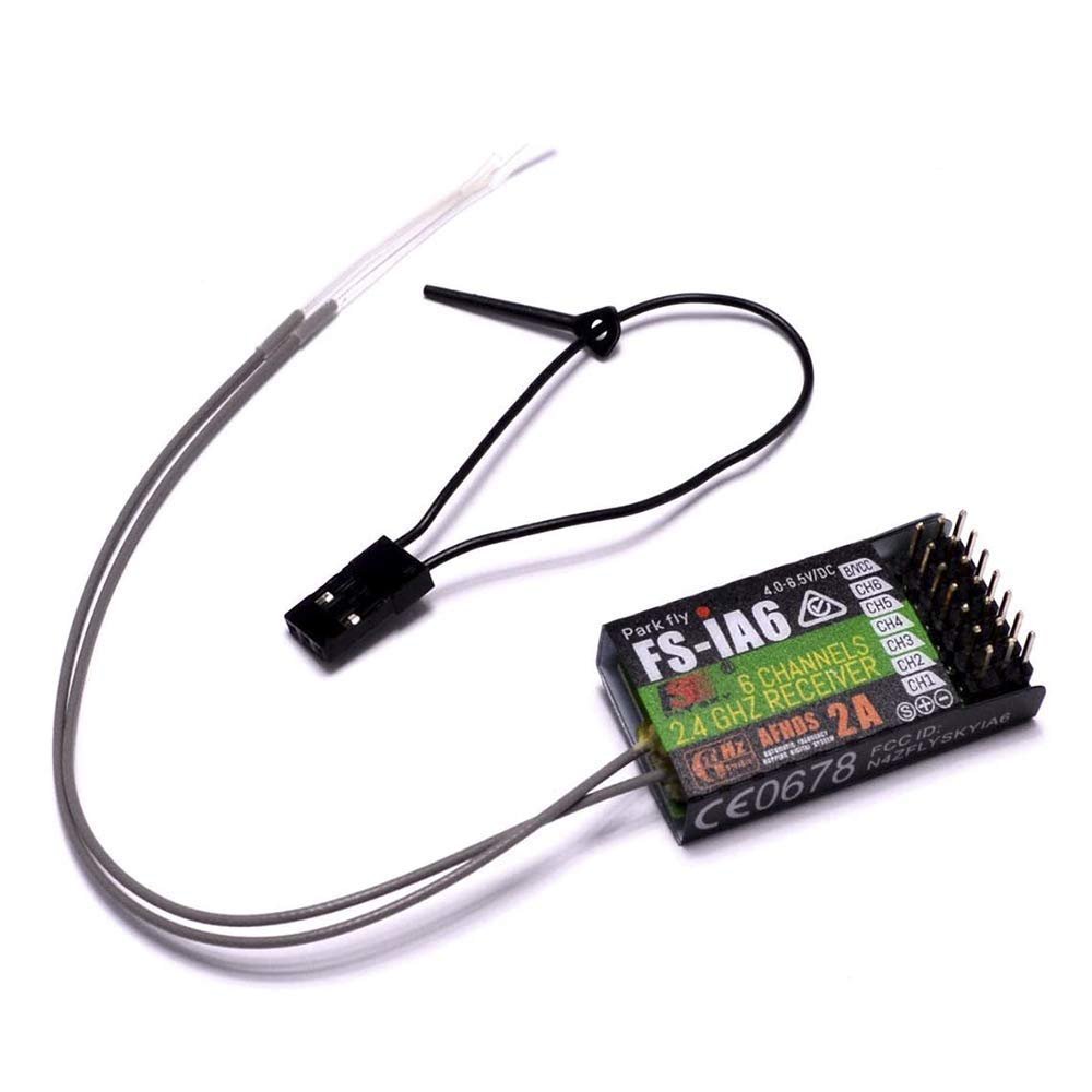 YoungRC Flysky FS-iA6 Receiver 2.4G 6CH Remote Control Receiver with Double Antenna Compatible FS-i4 i6 i10 GT2E GT2F GT2G Transmitter RC210 (FS-iA6 Receiver)