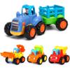 Yiosion Push and Go Friction Powered Cars Construction Vehicles Toy Set Tractor Bulldozer Mixer Truck Dumper for 1 2 3 Year Old Baby Toddlers Boys Gifts view 1