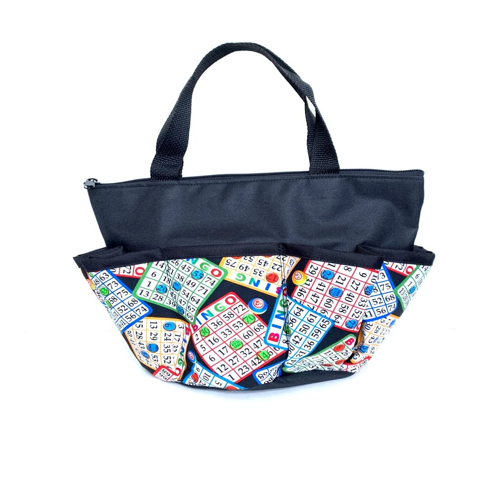 10 Pocket Bingo Cards and Chips Zipper Bingo Bag