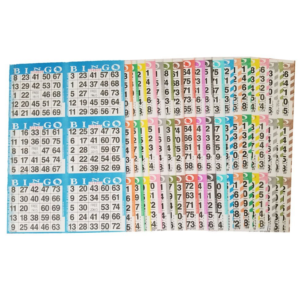 American Games Bingo Paper Game Cards  6 Card  20 Bingo Sheets  50 Books  20 Colors, Made in USA