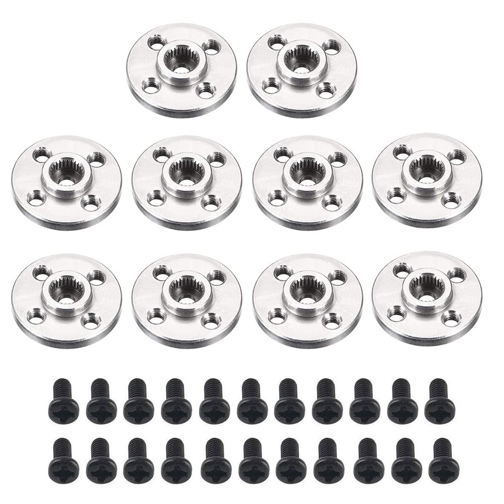 10Pcs Servo Horn Metal Aluminum 25T Silvery Servo Disc for Robot Mechanical Claw Rc Car Helicopter Mg945 Mg995 Mg996