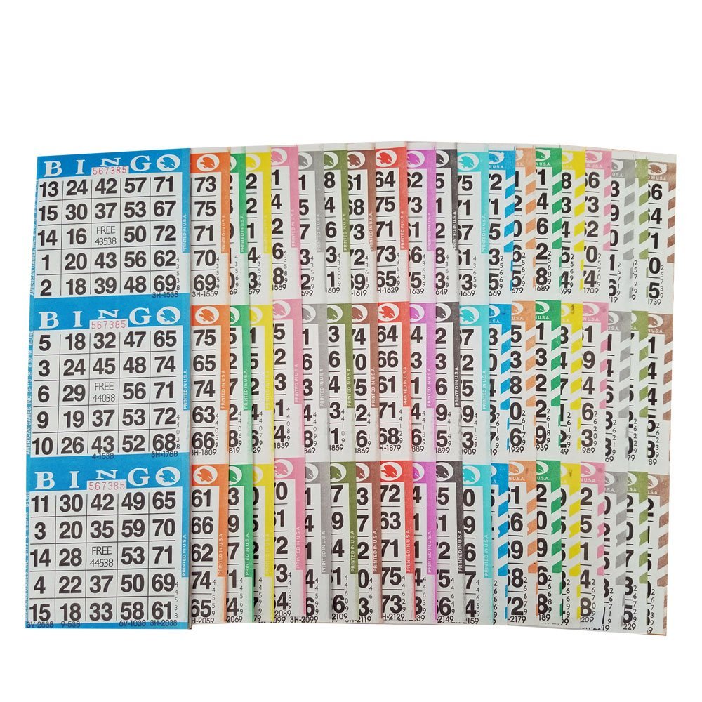 American Games Bingo Paper Game Cards  3 Card  20 Bingo Sheets  50 Books  20 Colors, Made in USA