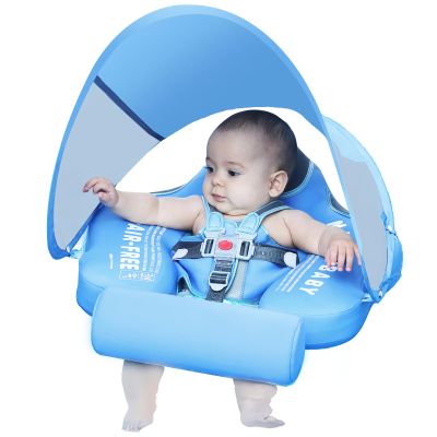 Mambobaby Float with Canopy Size Improved Non Inflatable Infant Baby Pool Float Smart Mambo Float Swim Trainer Baby Swim Float Mambo Baby Float Solid Air Free Water Waist Swimming Ring