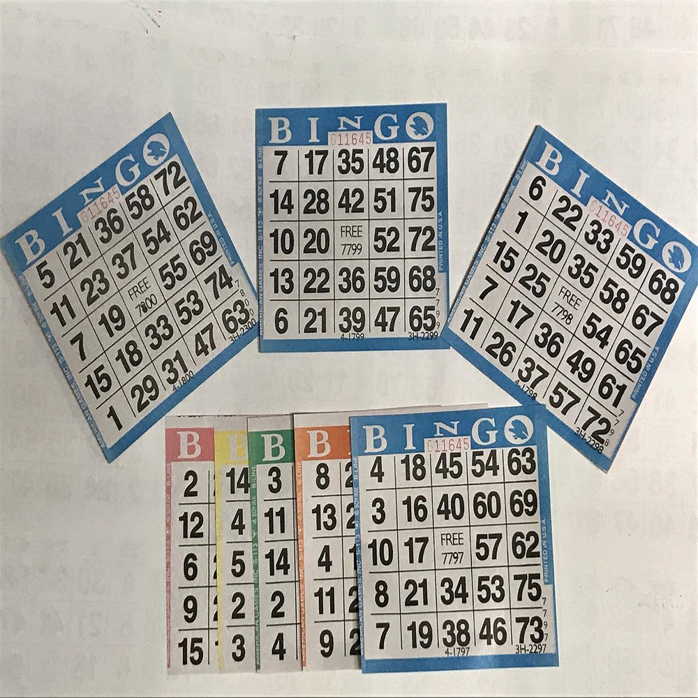 American Games Bingo Paper Game Cards - 1 Card - 5 Bingo Sheets - 300 Books - Standard Size (4" Square) - 5 Colors, Made in USA
