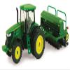 ERTL John Deere 7215R Tractor with 1590 Grain Drill Replica - 1:64 Scale - Authentic Die-Cast and Plastic Replica- John Deere Tractor Toys, Green view 1