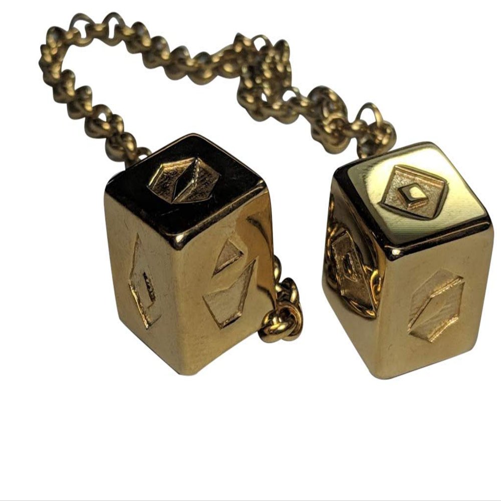 Custom 3d Stuff Smuggler's Dice Accurate Stainless Steel Gold Plated Deluxe Solo Dice - Shiny with Gift Box