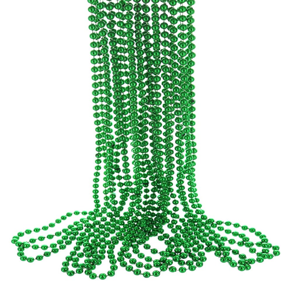 GiftExpress 12 Pack 33" St. Patricks Day Green Bead Necklaces - St. Paddy's Day Party Accessories Bulk Lucky Green Bead Necklace Sport Teams and Event