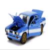 Jada Toys Fast & Furious Movie 1970 Brian's Ford Escort Blue with White Stripes, 1/24 Diecast Model Car view 2