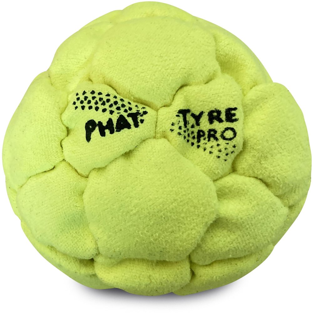 DIRTBAG PT Pro 32 Panel Footbag, Flying Clipper Original Design, Steel Pellet Filled for Maximum Control Handsewn - Fluorescent Yellow.