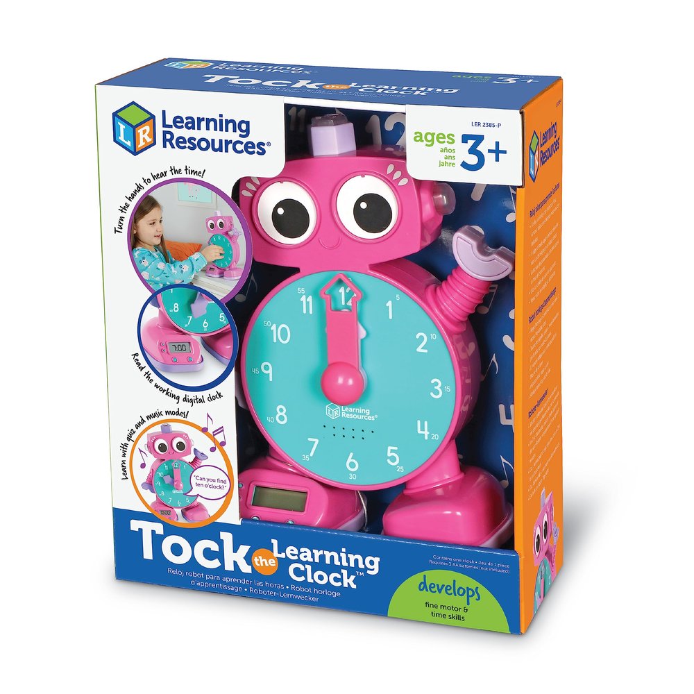 Learning Resources Tock The Learning Clock Pink - Digital Clock for Classroom, Telling Time, Kids Timer, Homeschool Essentials, Montessori, Toddler School Supplies, Gifts for Boys and Girls