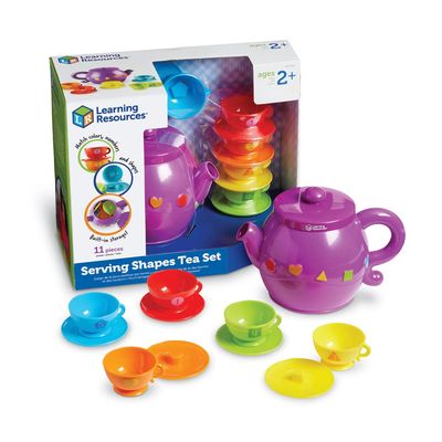 Learning Resources Serving Shapes Tea Set - 11 Pieces, Ages 2+, Pretend Play Food Toys for Toddlers, Preschool Kitchen for Kids, Gifts for Boys and Girls