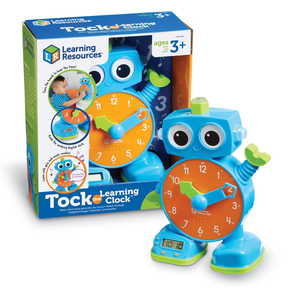 Learning Resources Tock The Learning Clock - Teaching Clocks for Kids, Teacher Classroom Must Haves, Montessori Activities, Math Manipulatives, Time Flash Cards, Gifts for Boys and Girls