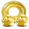 Mozlly Bundle of Gold Inflatable Pool Float Tube & Beach Balls Set of 3 - Premium Confetti Swim Ring (36") & Pool Balls (16"), Fun Water Pool Toys for Beach - 3 Pack view 1