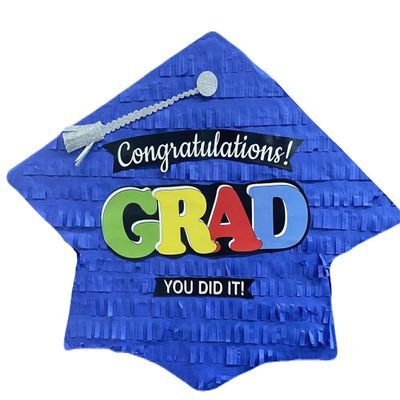 Apinata4u 2025 royal Blue Color Graduation Cap Pinata - Handmade Vibrant Design, perfect for graduation parties, durable and fun party decoration