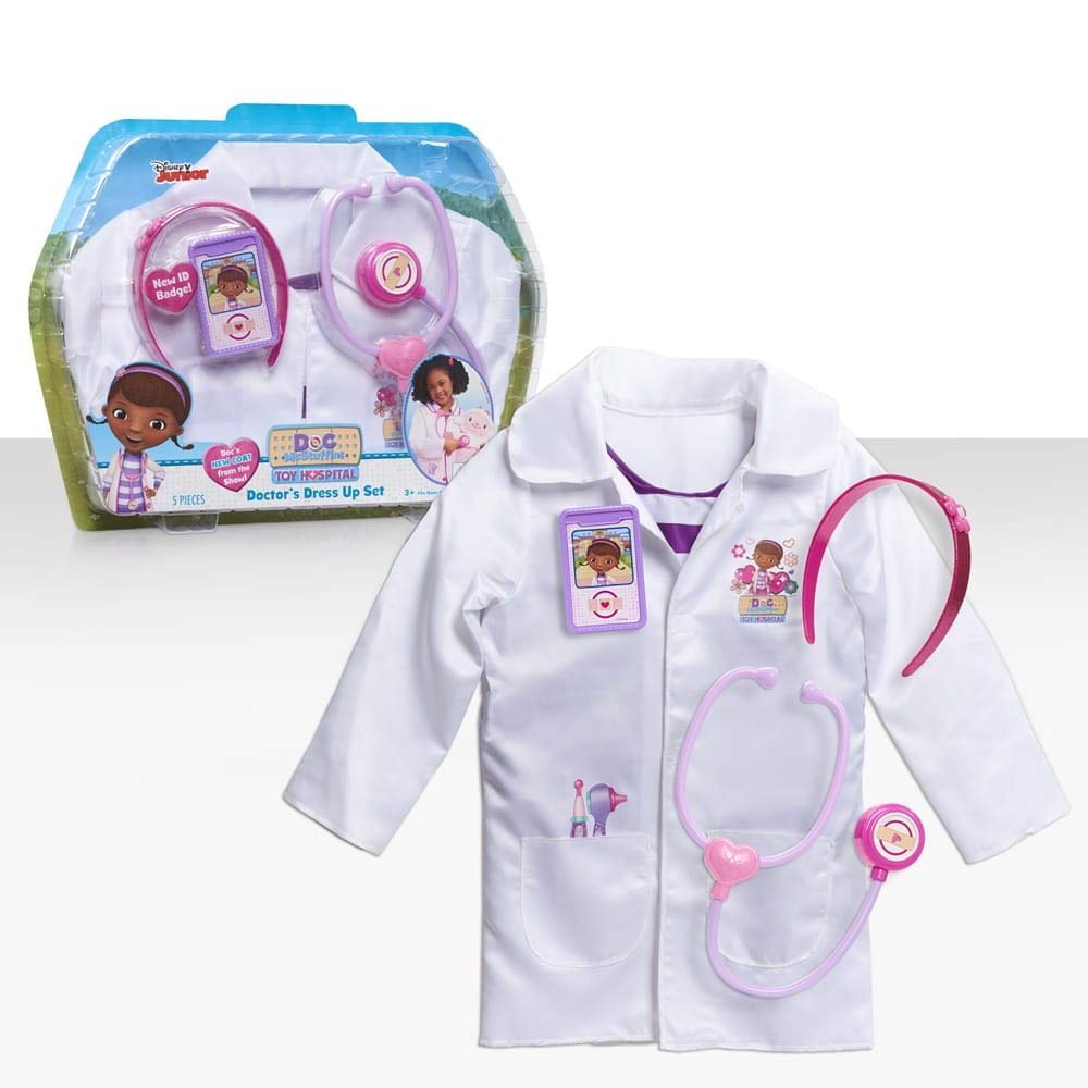 Doc McStuffins Doctor's Dress Up Set and Accessories, 4-pieces, Imaginative and Pretend Play, Kids Toys for Ages 3 Up by Just Play