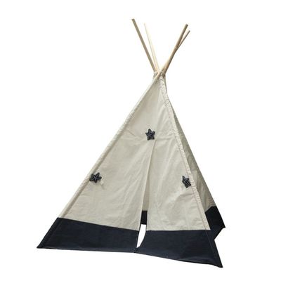 Anne Home Fabric Children Tent - Blue & White Teepee for Kids Made from Pinewood - 55.1L x 51.2W x 72.8H Inches