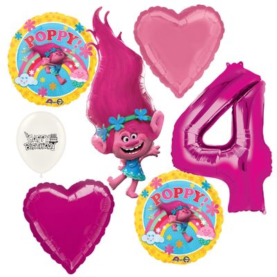 Trolls Poppy 4th Birthday Party Bouquet of Balloons Bundle