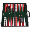 15" Leatherette Backgammon Set - Inlaid Velvet Field - Black/Green Board view 1
