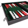 15" Leatherette Backgammon Set - Inlaid Velvet Field - Black/Green Board view 2
