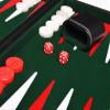 15" Leatherette Backgammon Set - Inlaid Velvet Field - Black/Green Board view 4
