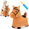 iPlay, iLearn Bouncy Pals Brown Hopping Horse, Toddler Plush Animal Hopper Toy, Kids Inflatable Ride on Bouncer W/Pump, Indoor Outdoor Jumper, Birthday Gifts for 18 24 Months 2 3 Year Old Boys Girls view 1