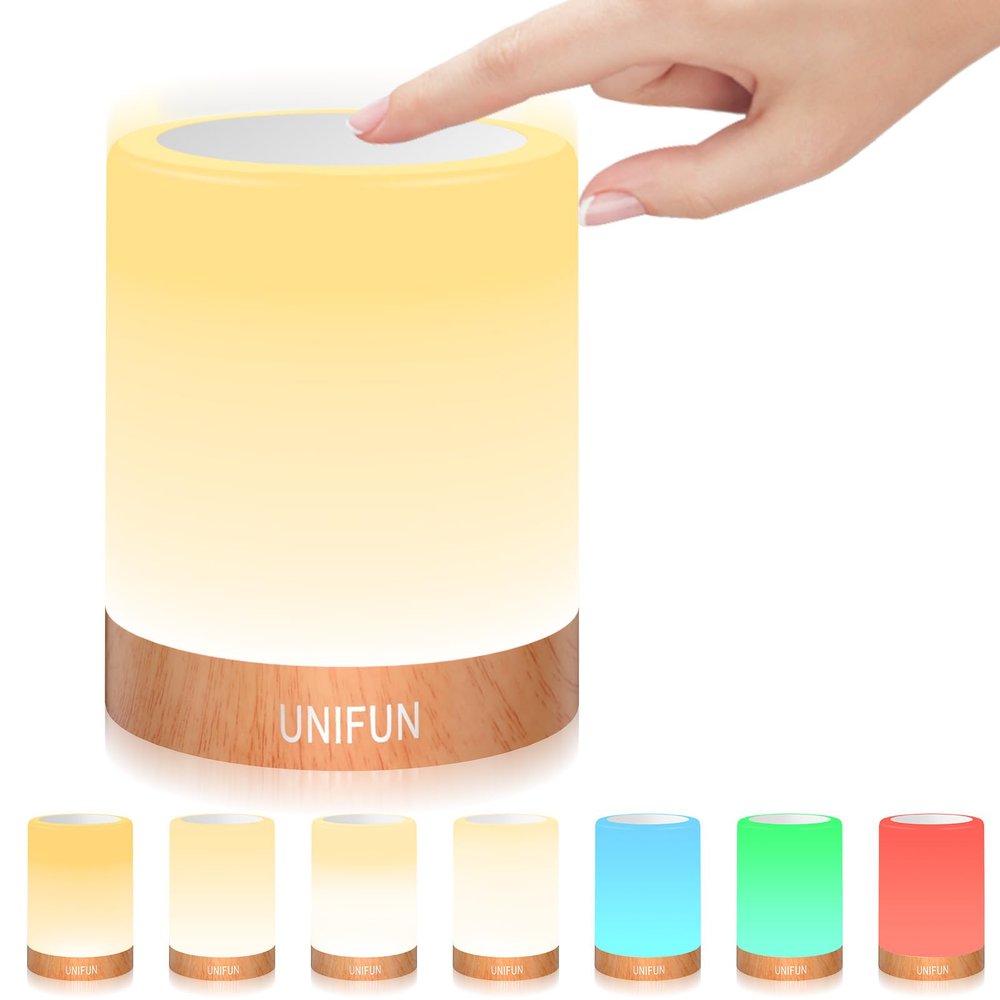 UNIFUN Bedside Touch Lamp Rechargeable Dimmable RGB LED Table Night Light