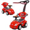 ChromeWheels 3 in 1 Ride on Toys Pushing Car with Removable Sun Visor, Mega Car for Toddlers w/Handle & Horn & Music, Color Red view 1