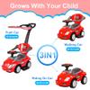 ChromeWheels 3 in 1 Ride on Toys Pushing Car with Removable Sun Visor, Mega Car for Toddlers w/Handle & Horn & Music, Color Red view 2