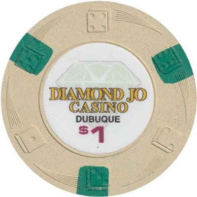 1 Diamond Jo $1 Casino Chip Dubuque California Dice Swirl Mold Clay Chip