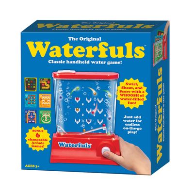 Playmonster Original Waterfuls Classic Handheld Water Games Kids Games, Retro Travel Games, Fidget Toys for Kids, Autism Toys, 6 Interchangeable Back Panels, Screen Free Play, Portable, Ages 3+