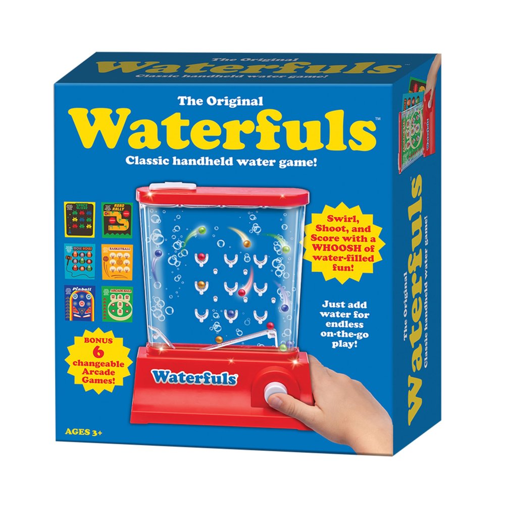 Playmonster Original Waterfuls Classic Handheld Water Games Kids Games, Retro Travel Games, Fidget Toys for Kids, Autism Toys, 6 Interchangeable Back Panels, Screen Free Play, Portable, Ages 3+